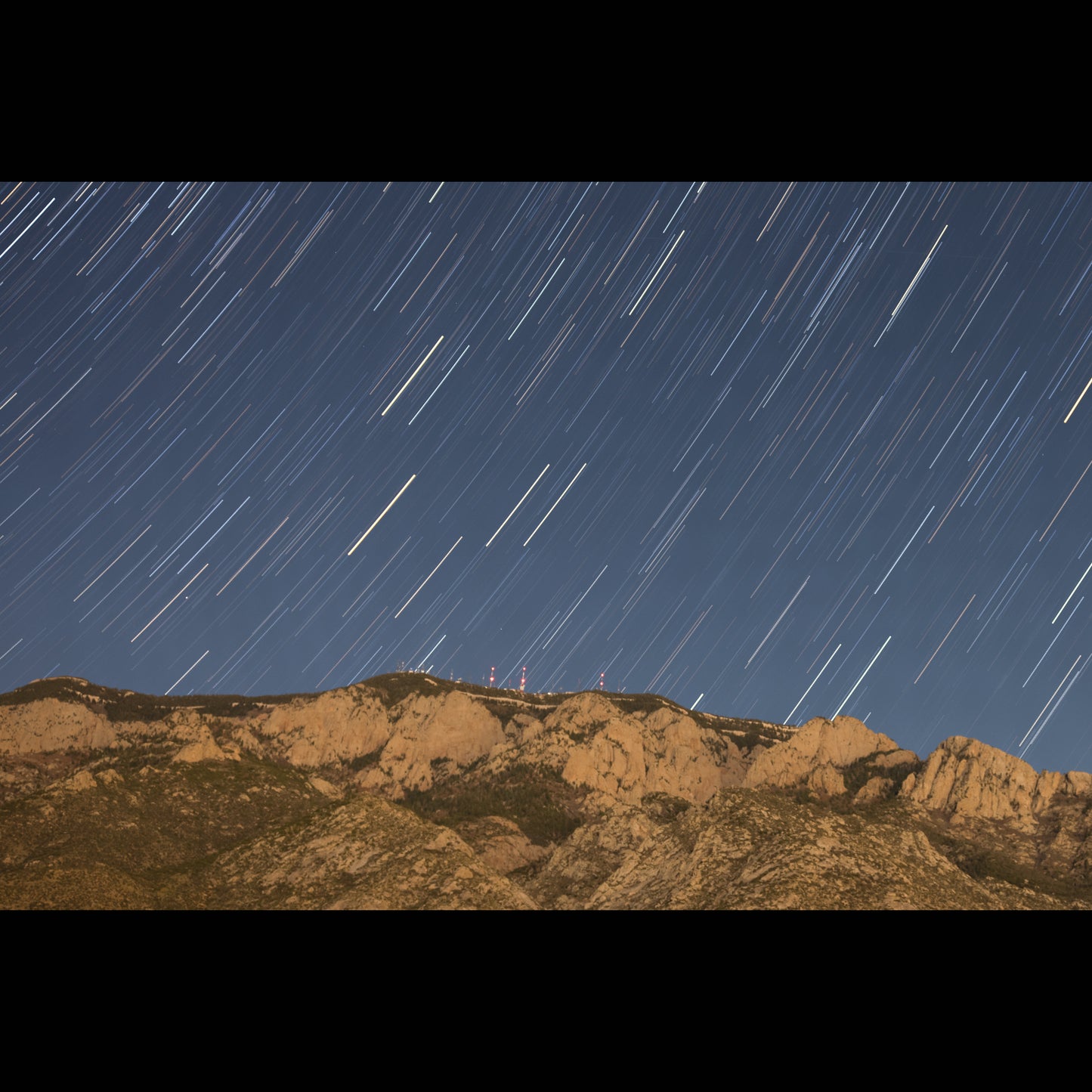 Photo of Star Trails over the Sandia Mountains