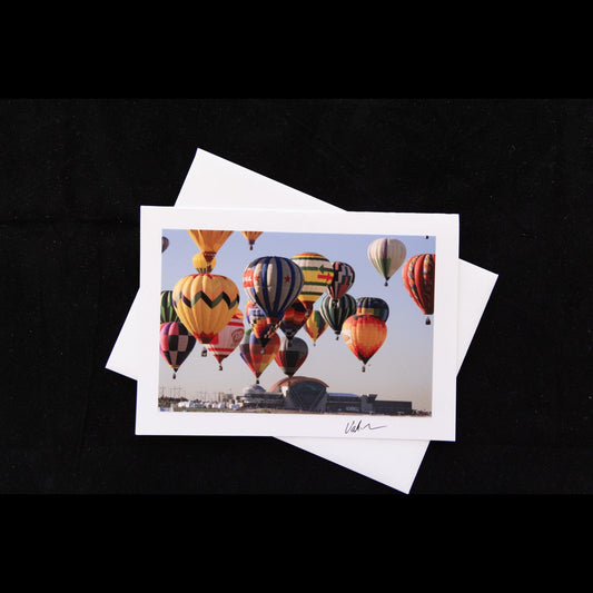 Balloons Flying Over the Museum Notecard - V. Isenhower Photography