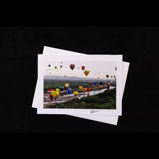 Balloons Flying Over the Rio Grande Notecard - V. Isenhower Photography