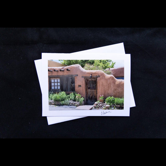 Photo notecard of a brown gate in Santa Fe