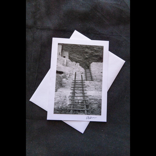 Photo Notecard of long House Ruins in Black and White