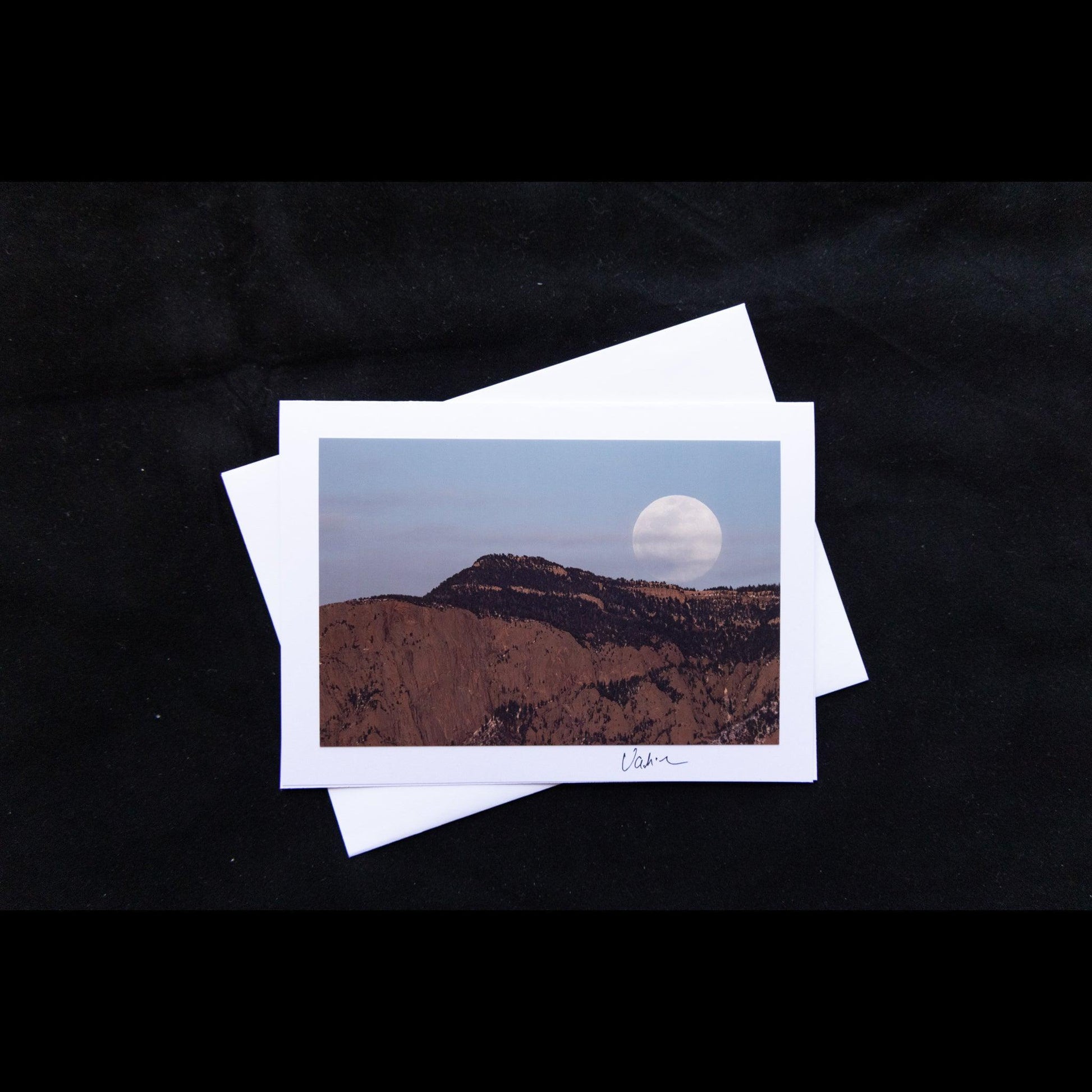 Photo Notecard with the moon over the Sandia Mountains